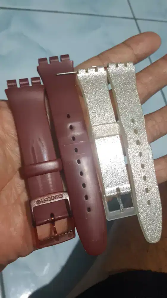 Strap swatch dm41 coklat yg putih dm34 original