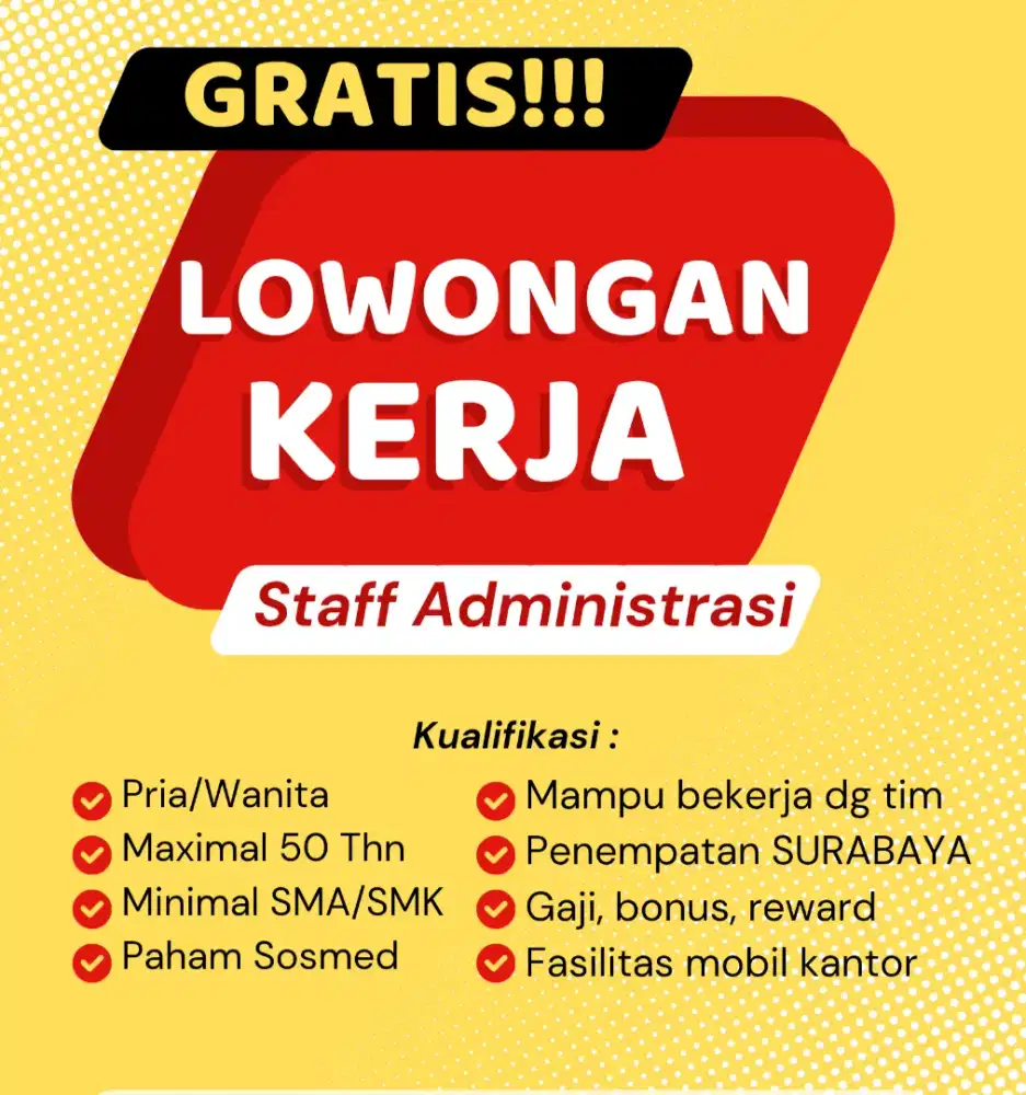 Butuh staff admin