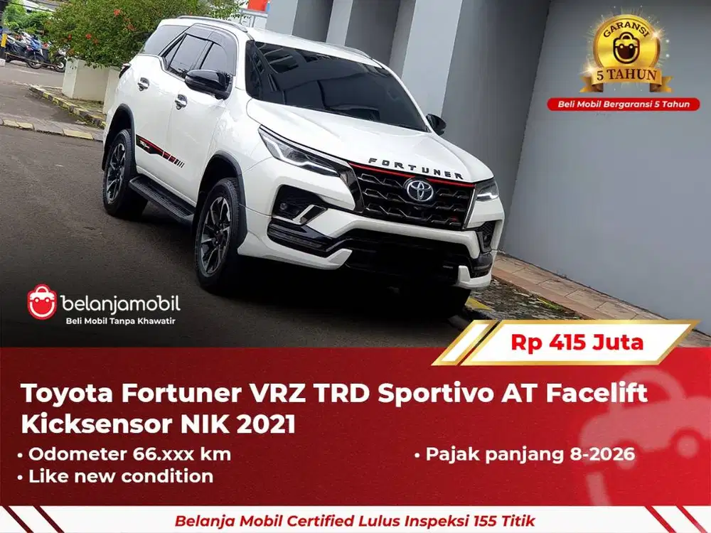 [ GARANSI 5TH ] Toyota Fortuner VRZ TRD Sportivo Facelift 2021 2022