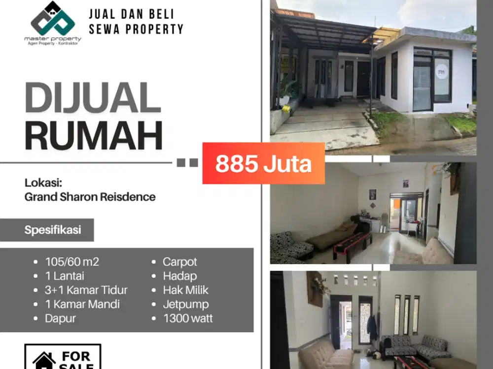 Jual cepat rumah di Grand Sharon residence dalam cluster nyaman aman