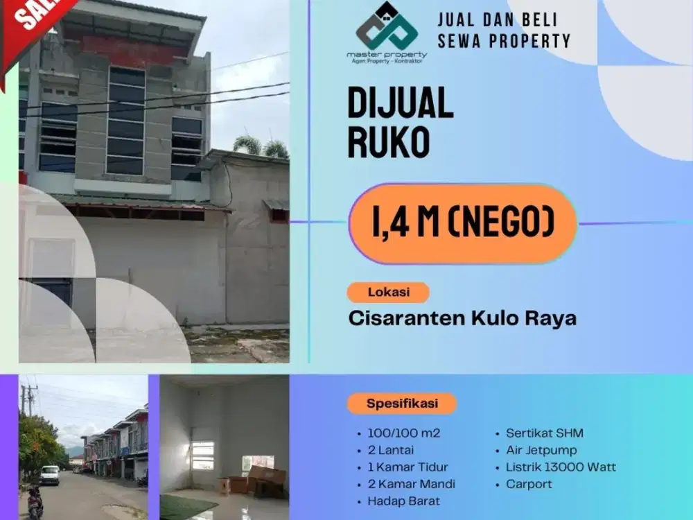 Jual ruko 2 lantai strategis di Cisaranten Kulon Arcamanik Bandung