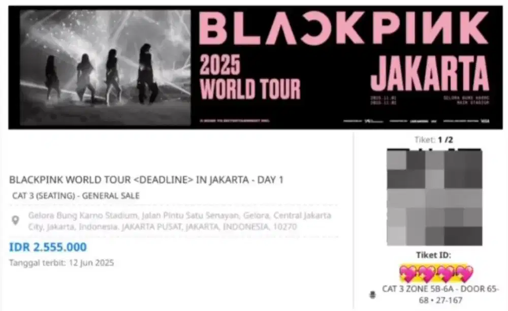 Tiket blackpink Cat 3 day 1