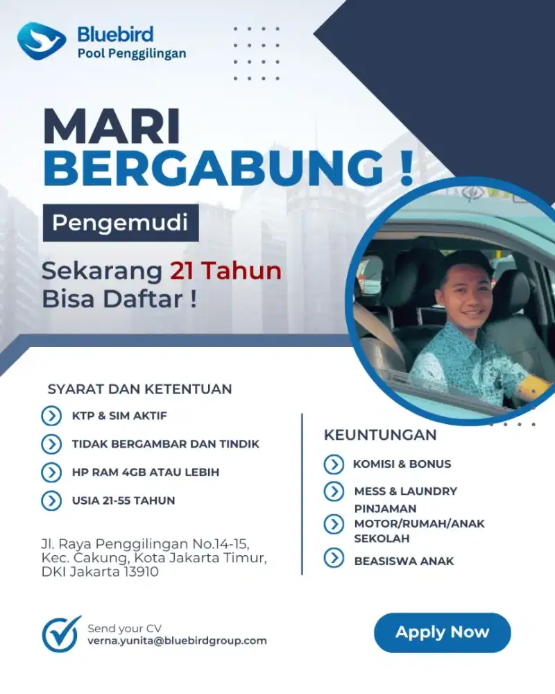 LOWONGAN DRIVER TAKSI BLUE BIRD