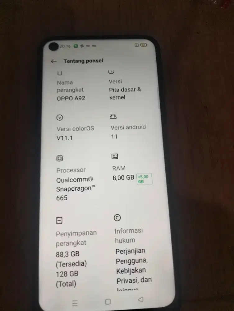 jual oppo a92 ram 8/128