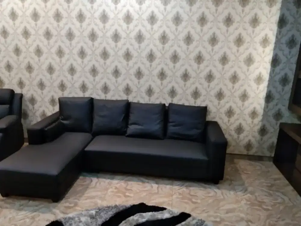 Sofa L ganti cover tambah busa ganti kaki (service)