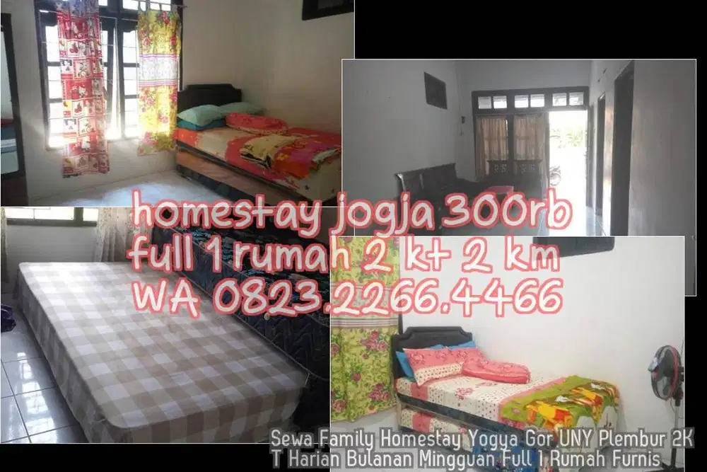 Sewa Family Homestay Yogya Gor UNY Plembur 2KT Harian Bulanan Mingguan