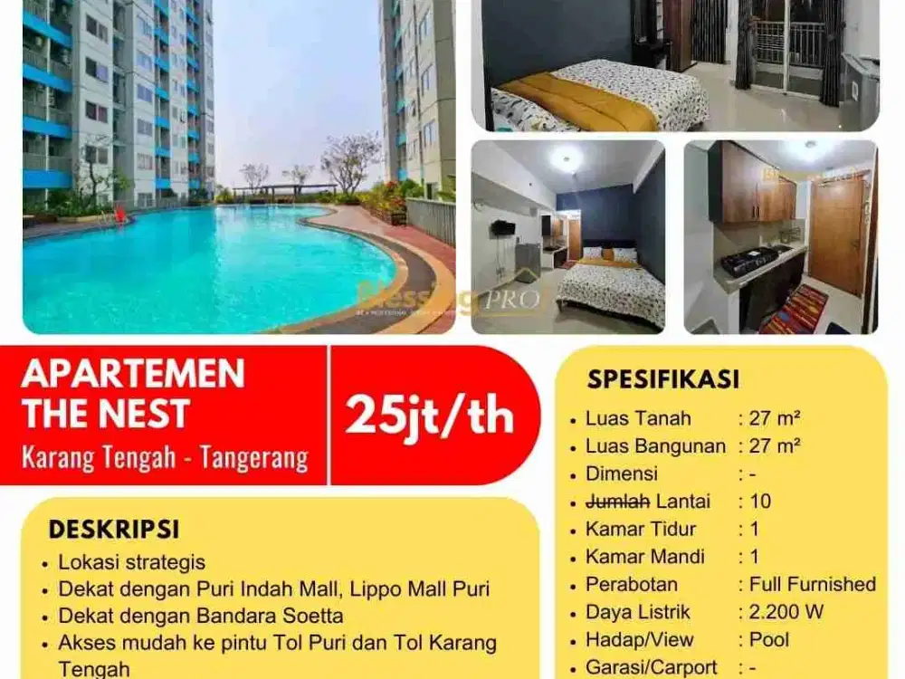 Disewakan Apartment The Nest karang Tengah Tangerang