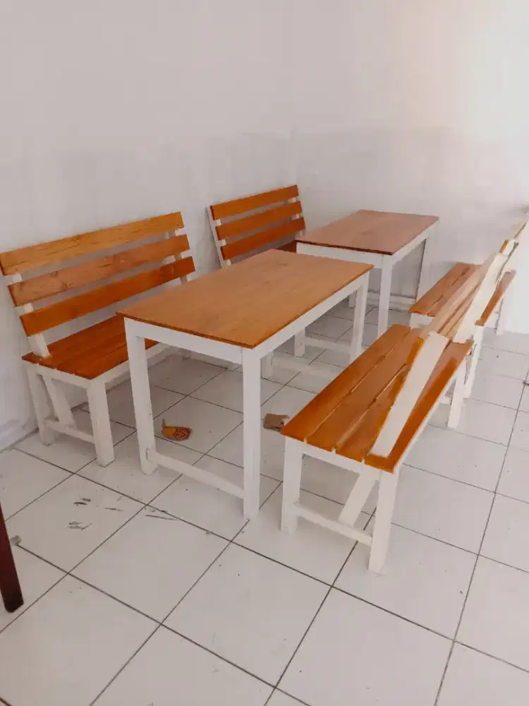 Meja kursi cafe TOP full kayu mahoni