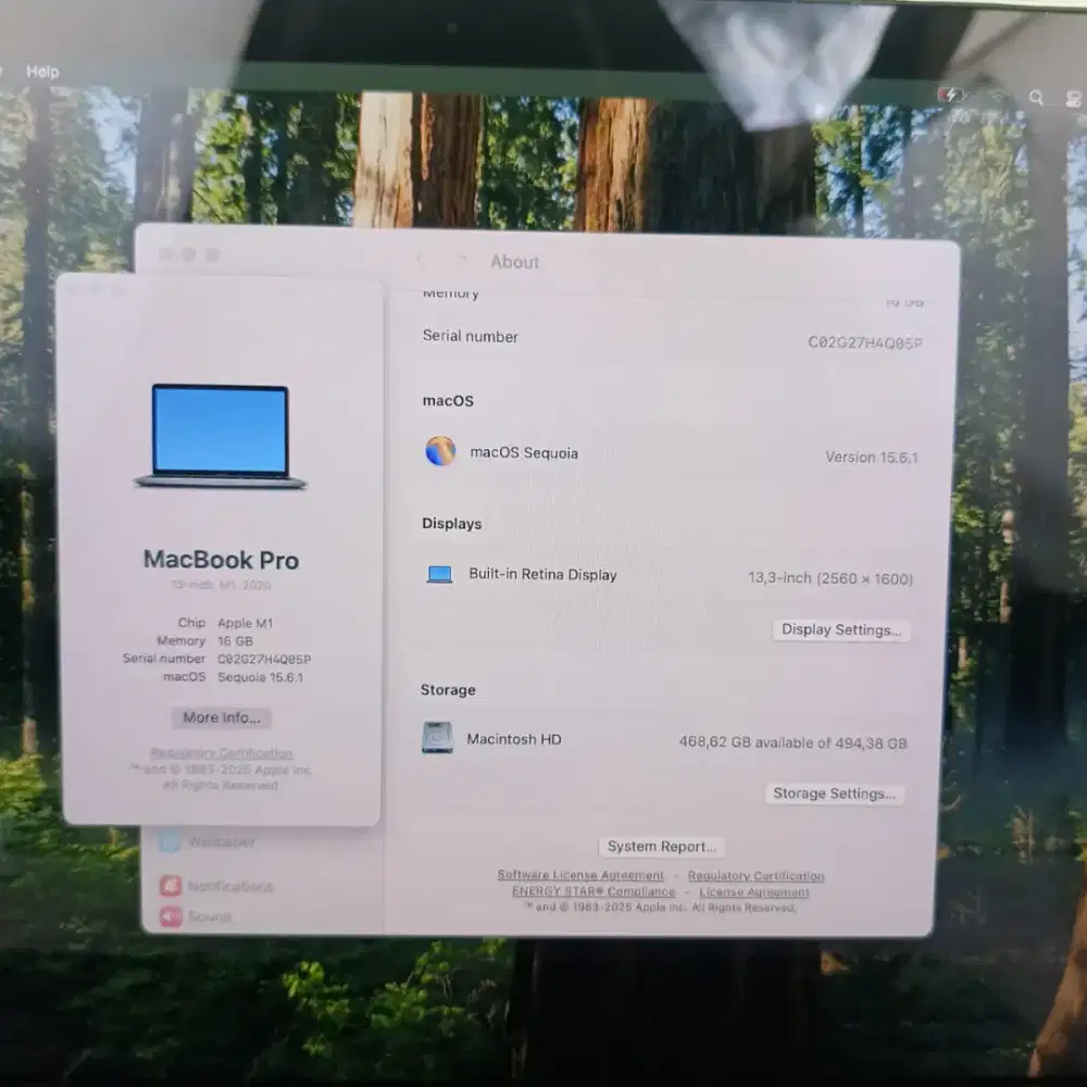 Macbook Pro M1 layar 13 inch Ram 16 Ssd 512 Space Grey