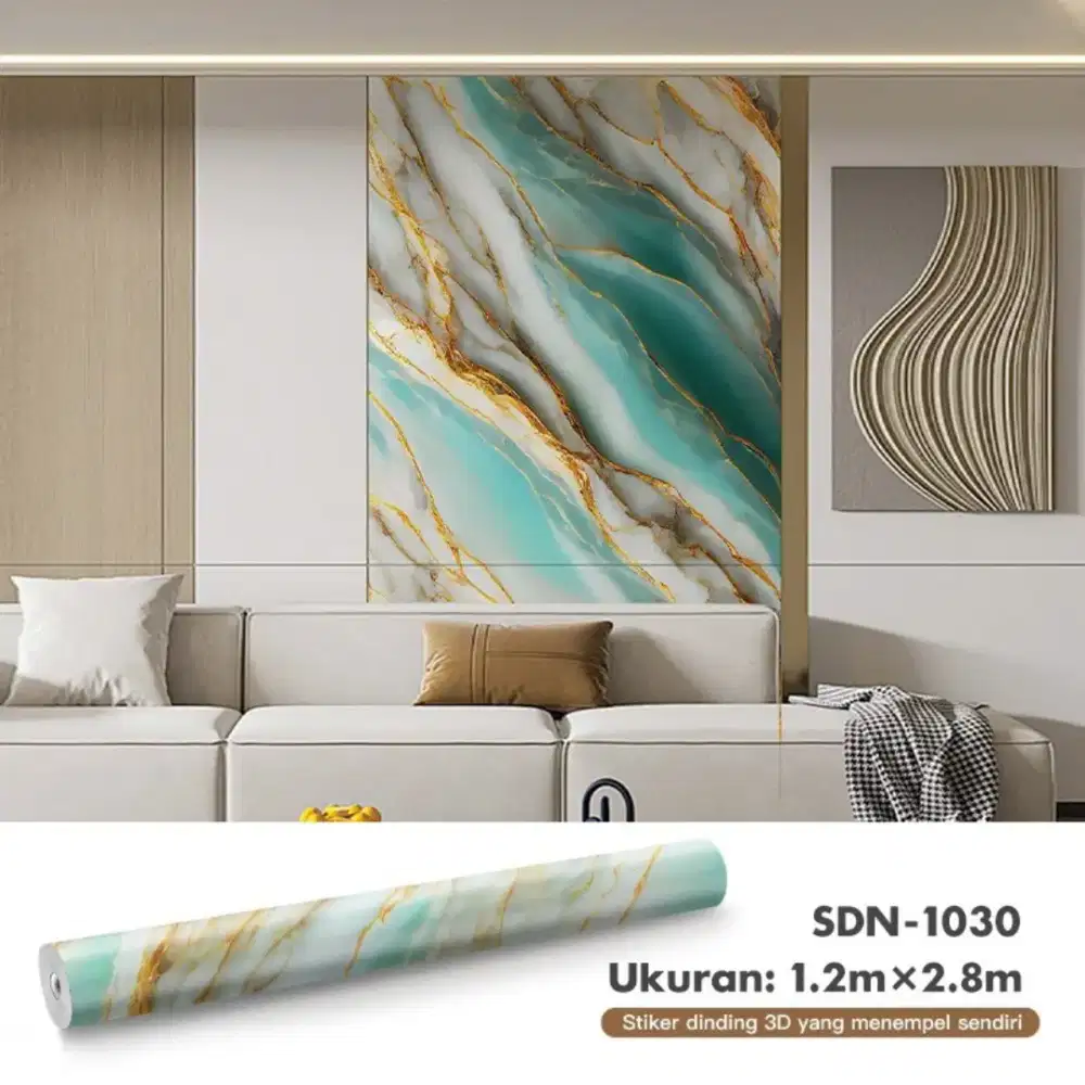 Wallpaper Dinding Vinyl Marble Roll PET/PVC Marmer Dinding 122 x 280cm