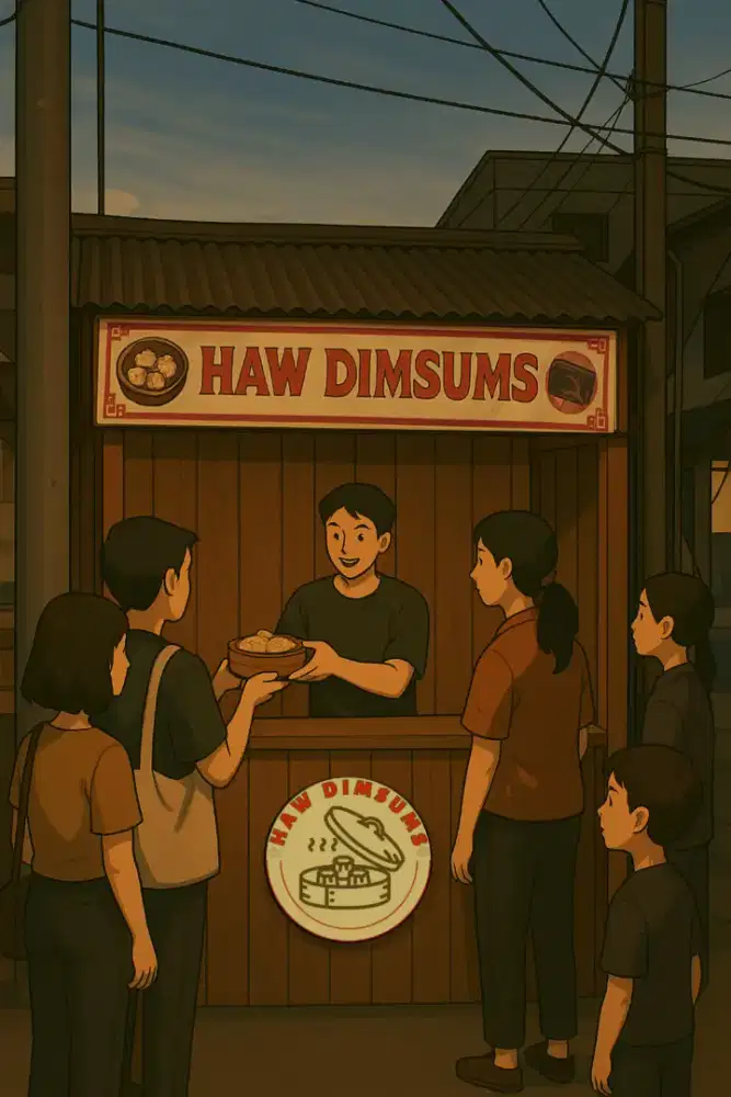 Jaga gerobak dimsum di ruko