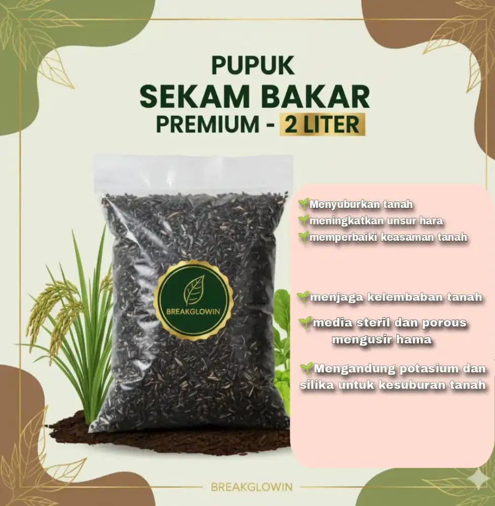 Pupuk sekam bakar premium 2 Liter, tidak bau dan fresh