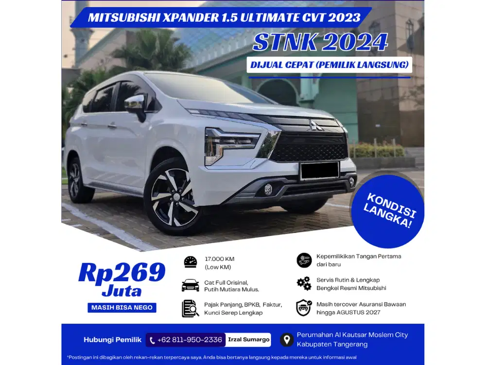 Xpander Ultimate 2023 AT Low KM Istimewa Bonus Asuransi Aktif 2027
