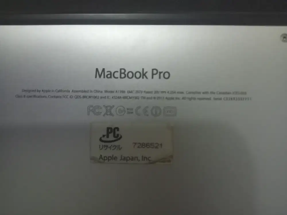 Laptop macbook pro 2013 16