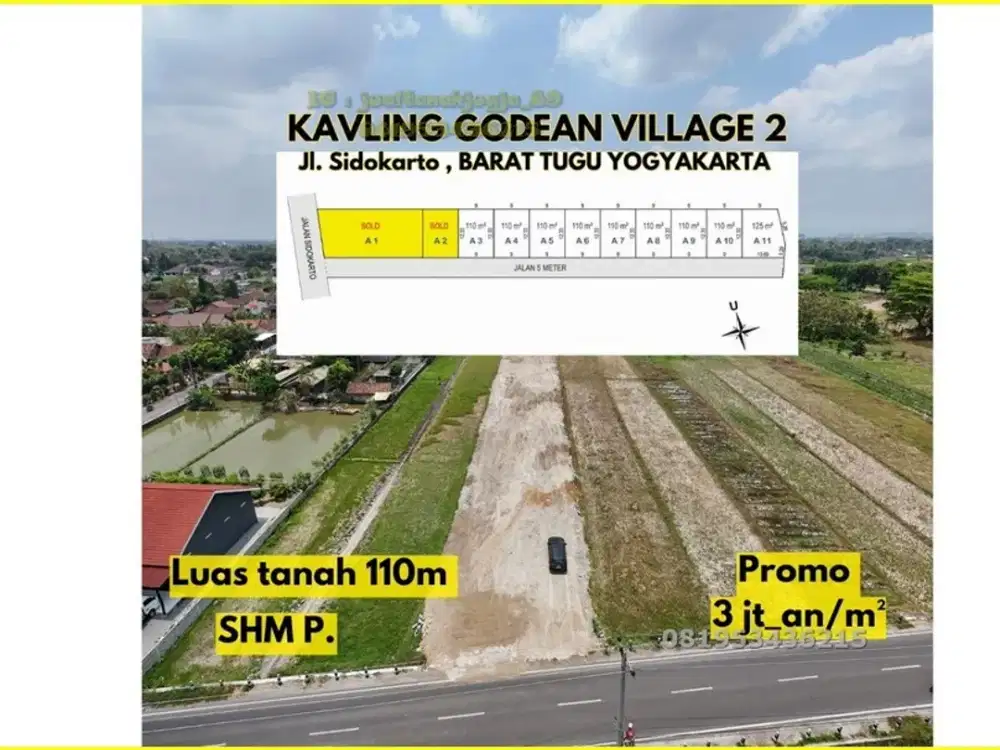 Strategis barat Tugu Yogyakarta di Jl Sidokarto Godean ,SHM P unit