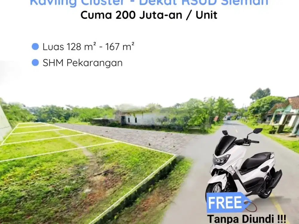Tanah 200 jt an Bonus Motor dijual dekat RS Murangan Sleman