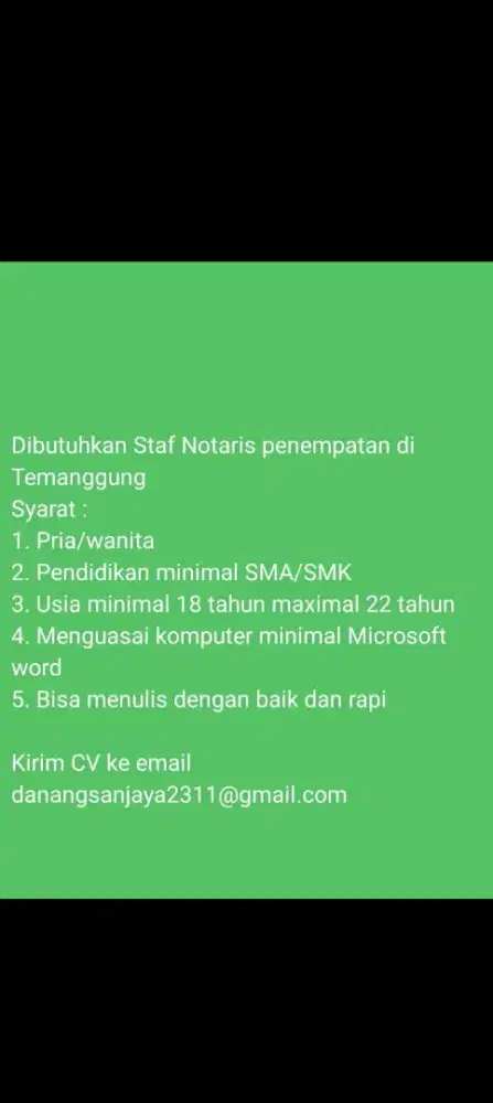 Dibutuhkan Staf Notaris