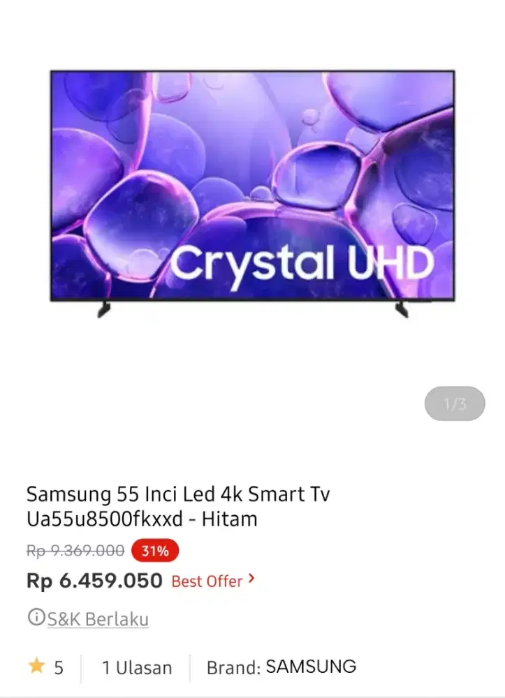 SAMSUNG LED SMART TV CRISTAL UHD 4K 55 INCI