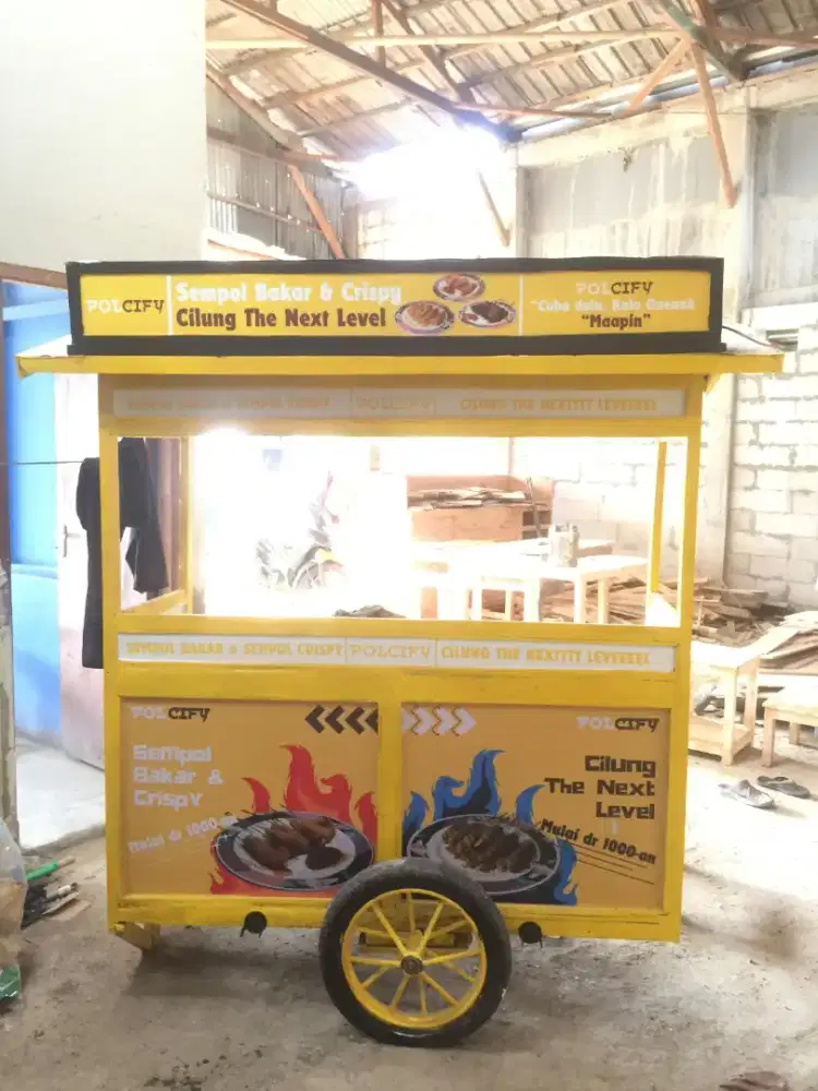 Gerobak Usaha, Include neon box, Instalasi Lampu, Free custome Desain