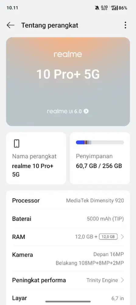 Jual realme 10pro 5g ram 12gb 256gb no minus fulset