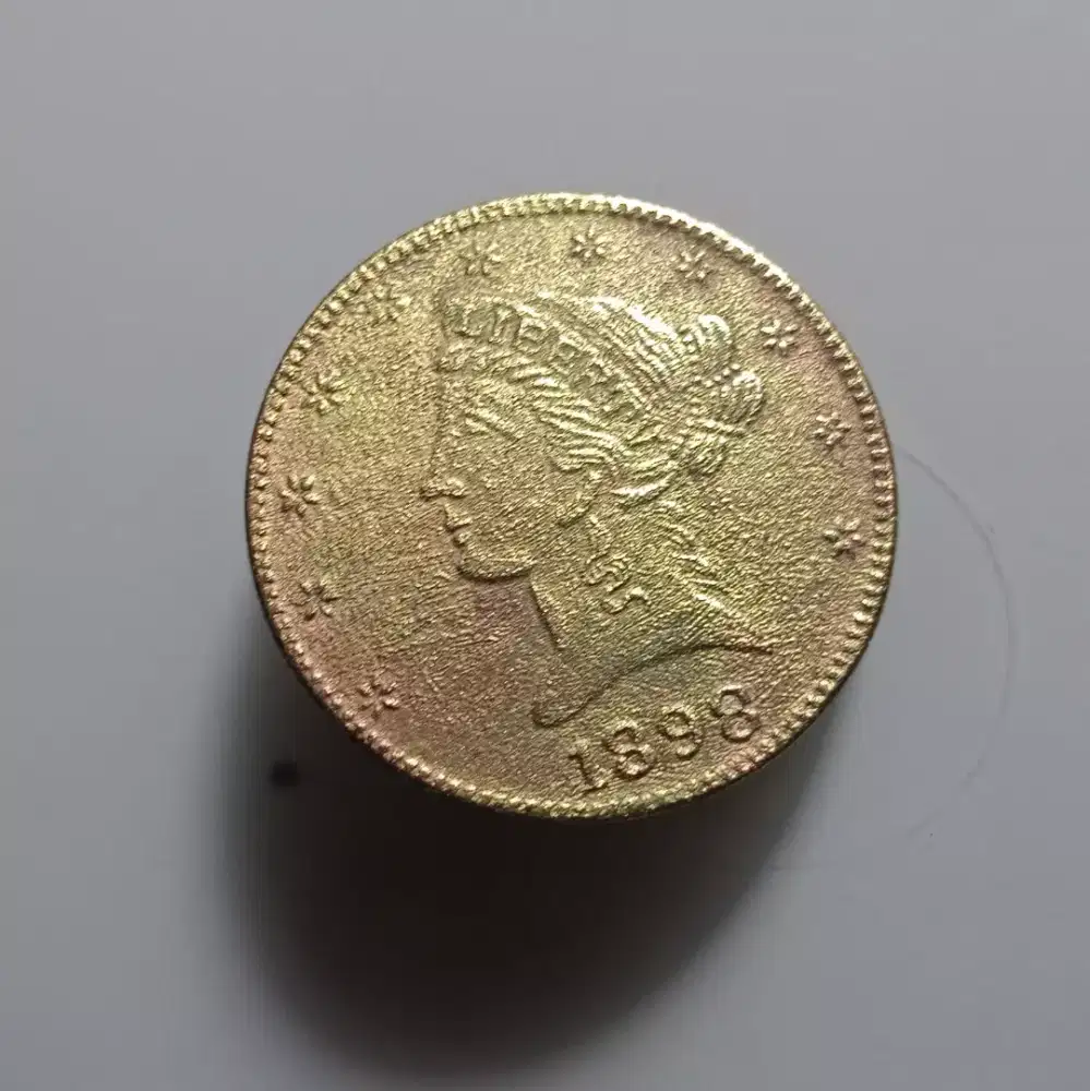 Koin Langka 1898 LIBERTY HEAD 10 DOLLAR AMERIKA BEKAS LENCANA KUNO