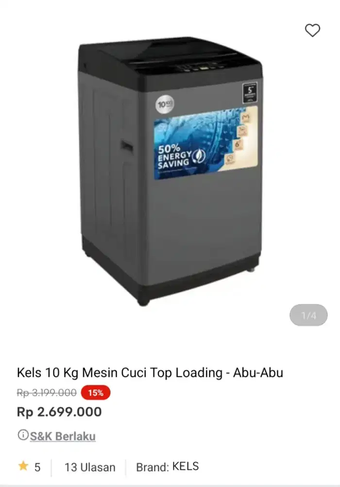 [CICILAN TANPA DP] MESIN CUCI KELS 10 Kg