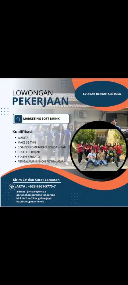 loker marketing soft drink