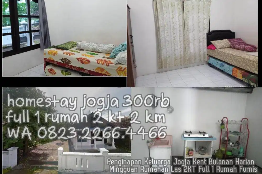 Penginapan Keluarga Jogja Kent Bulanan Harian Mingguan Rumahan Las 2KT