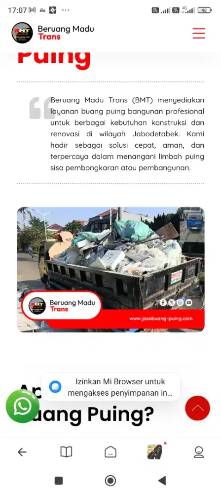 Jasa buang puing dan sampah