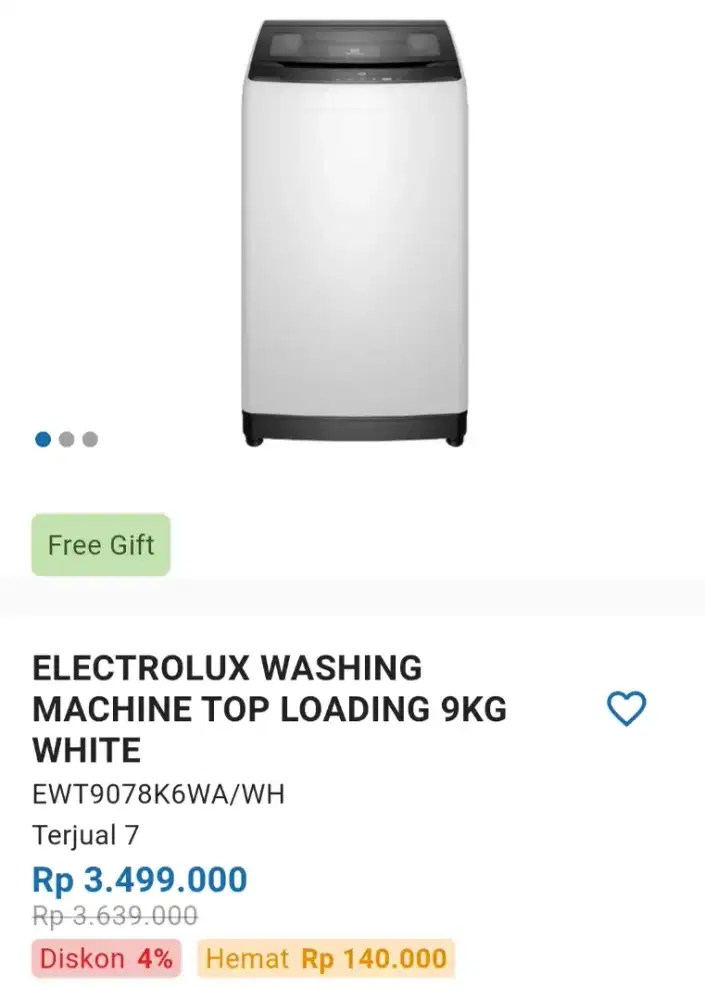 WM top loading Elextrolux