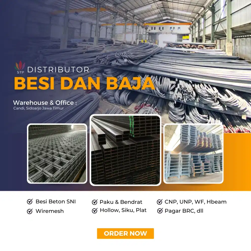 Besi Beton SNI, Besi Wiremesh Murah, Bendrat, Paku, WF, CNP dan UNP.