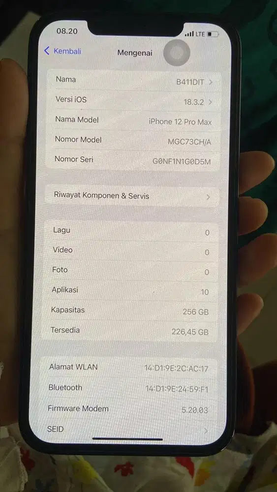 iphone 12 promax 256gb inter all operator bh 85% sudah ganti kamera