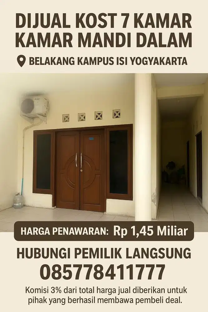Dijual Kost 7 Kamar Kamar Mandi Dalam – SHM