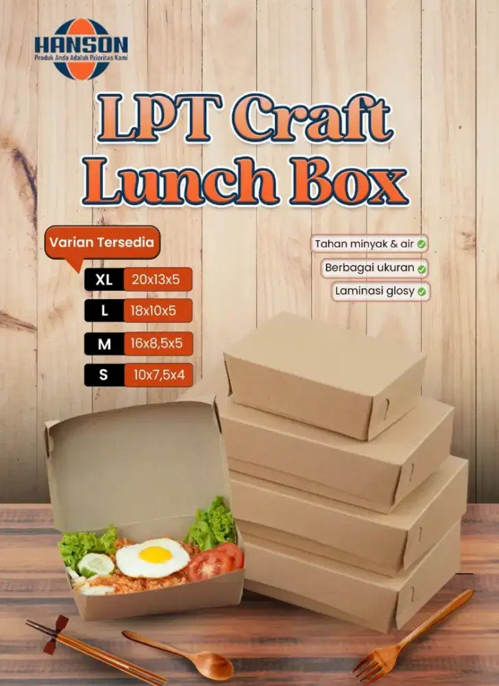 Tempat  Makan Siang Lunch Box Warna Coklat Tahan Minyak dan Air