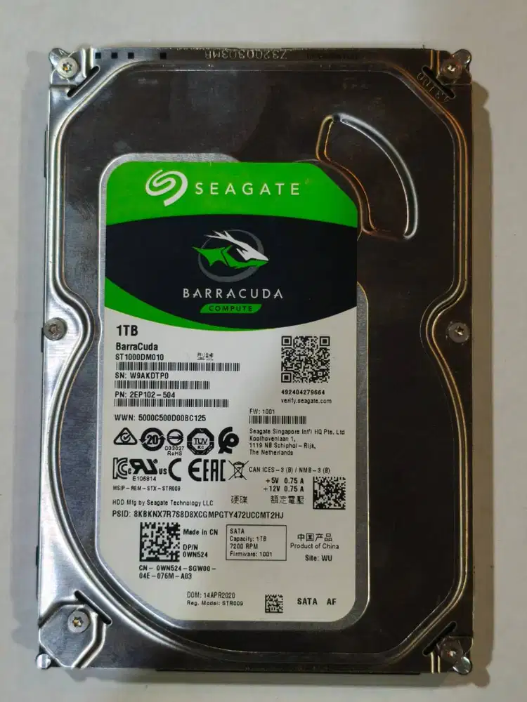 Harddisk 3,5  SEAGATE Original 1 TB, Kesehatan 100%, No Bad Sector