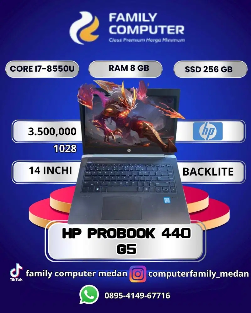HP PROBOOK 440 G5|CORE I7 8550U|RAM 8GB|SSD 256GB|14 INCH