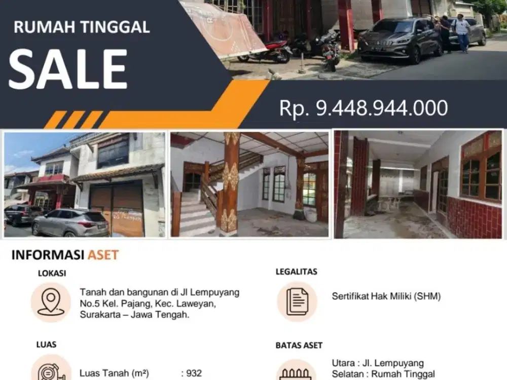 Dijual Rumah tinggal di Surakarta