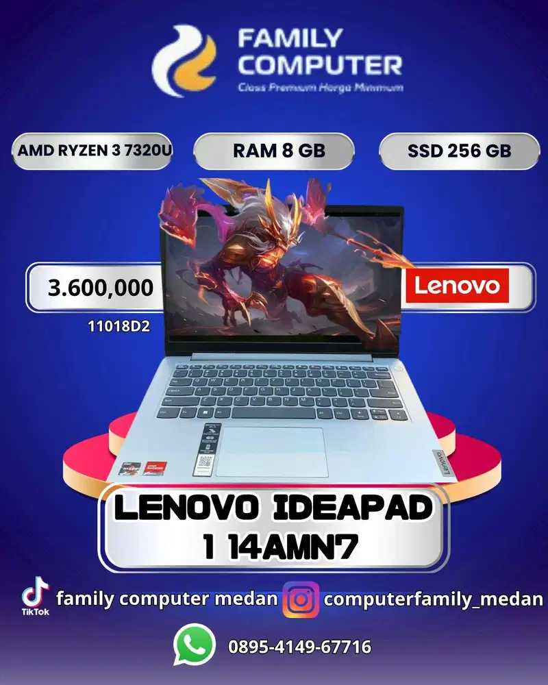 LENOVO IDEAPAD 1 14AMN7|AMD RYZEN 3 7320U|RAM 8GB|SSD 256GB