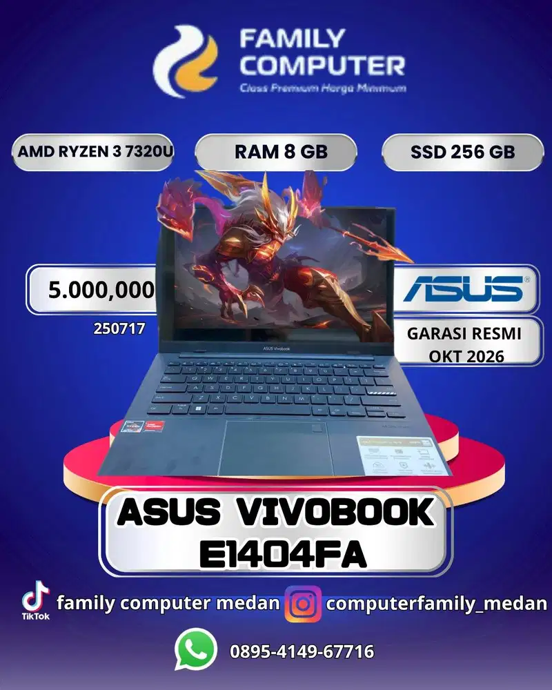ASUS VIVOBOOK E1404FA|AMD RYZEN 3 7320U|RAM 8GB|SSD 256GB