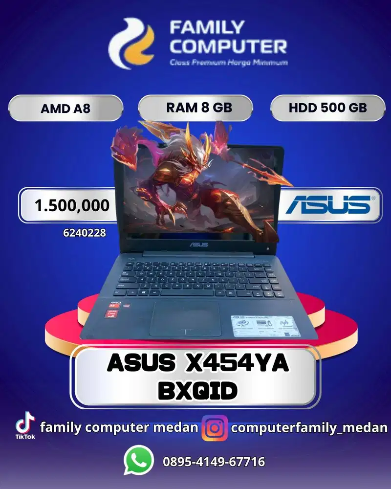 ASUS X454YA BXQID|AMD A8|RAM 8GB|HDD 500GB