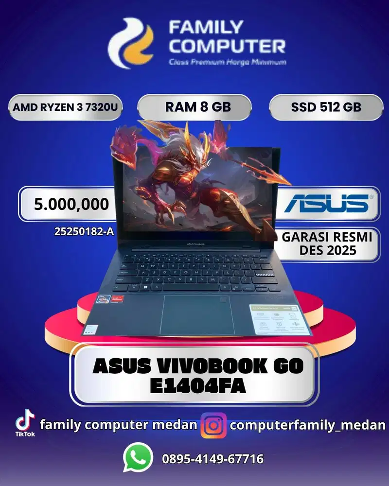 ASUS VIVOBOOK GO E1404FA|AMD RYZEN 3 7320U|RAM 8GB|SSD 512GB