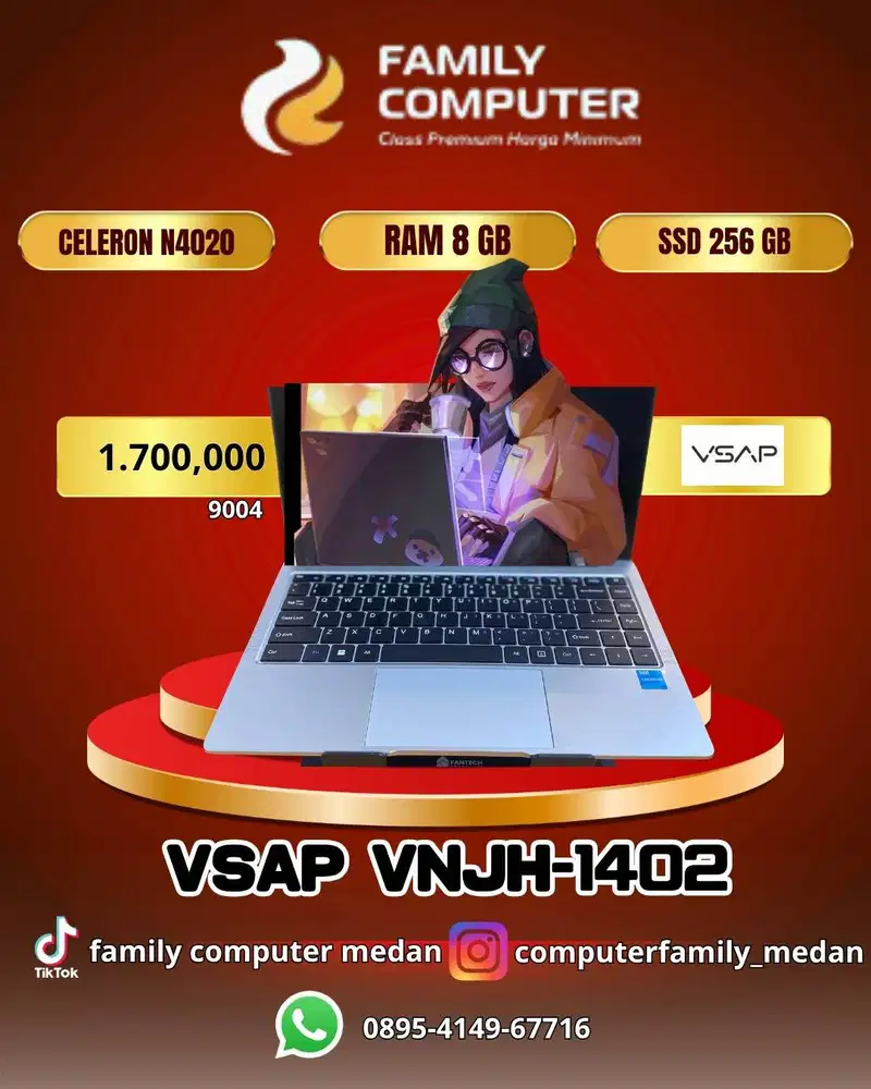 VSAP VNJH-1402|CELERON N4020|RAM 8GB|SSD 256GB