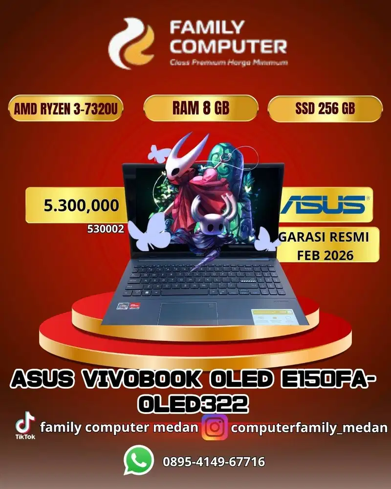 ASUS VIVOBOOK OLED E150FA|AMD RYZEN 3 7200U|RAM 8GB|SSD 256GB