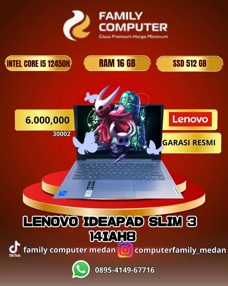 LENOVO IDEAPAD SLIM 3 14IAH8|INTEL CORE I5 12450H|RAM 16GB|SSD 512GB