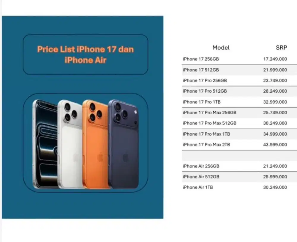 PRE ORDER IPHONE 17 SERIES