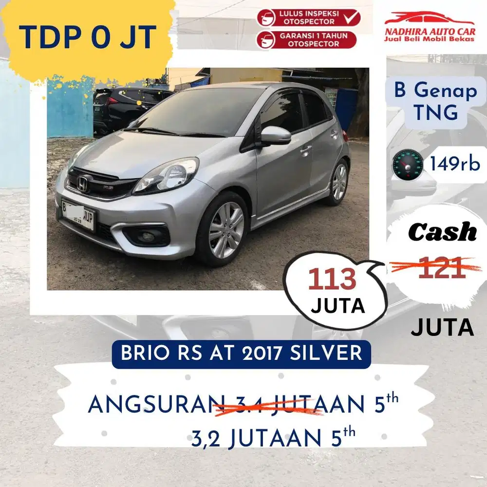 Promo TDP 0 Rupiah Brio RS AT 2017 Silver