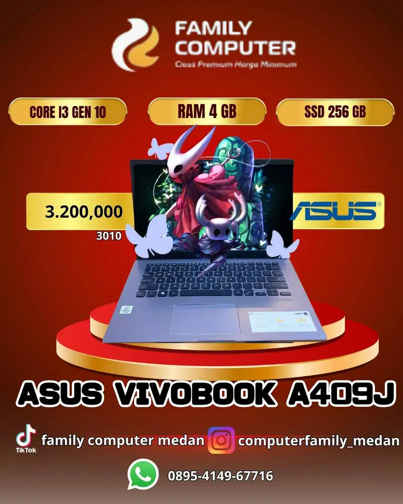 ASUS VIVOBOOK A409J|CORE I3 GEN 10|RAM 4GB|SSD 256GB