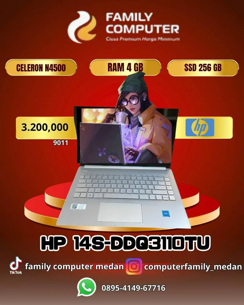 HP 14S-DDQ3110TU|CELERON N4020|RAM 4GB|SSD 256GB