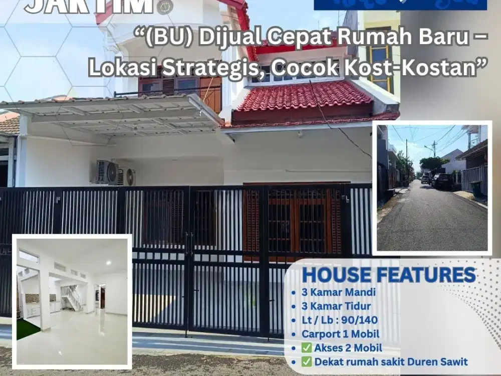 Rumah 2 Lantai Dalam Komplek Pondok Bambu – Jalan Lebar Muat 2 Mobil! S531A