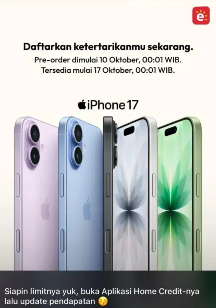 Ikut PO Ip 17 bisa dapet free 2x Cicilan